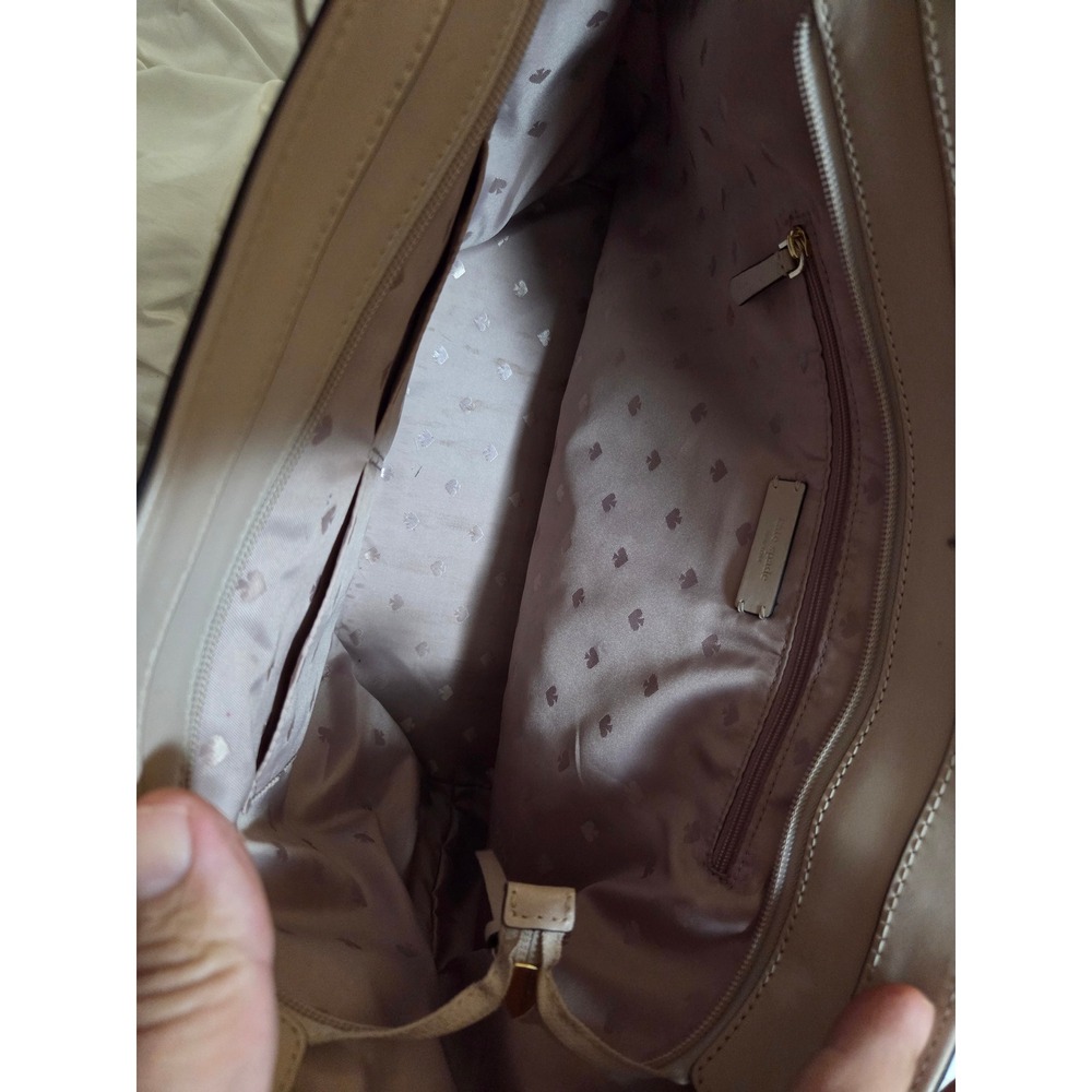 Kate Spade New York Two Tone Leather Tote Bag Cream Pink Colorblock Shoulder Bag - Picture 6 of 8